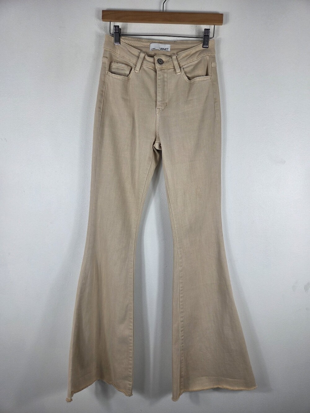 Vervet High Waist Raw Hem Bell Bottom Flare Jeans